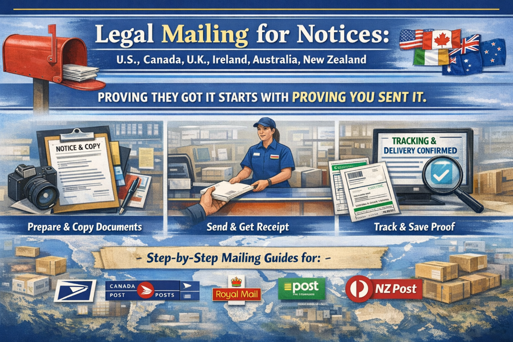 Legal Mailing for Notices (U.S., Canada, U.K., Ireland, Australia, New Zealand)